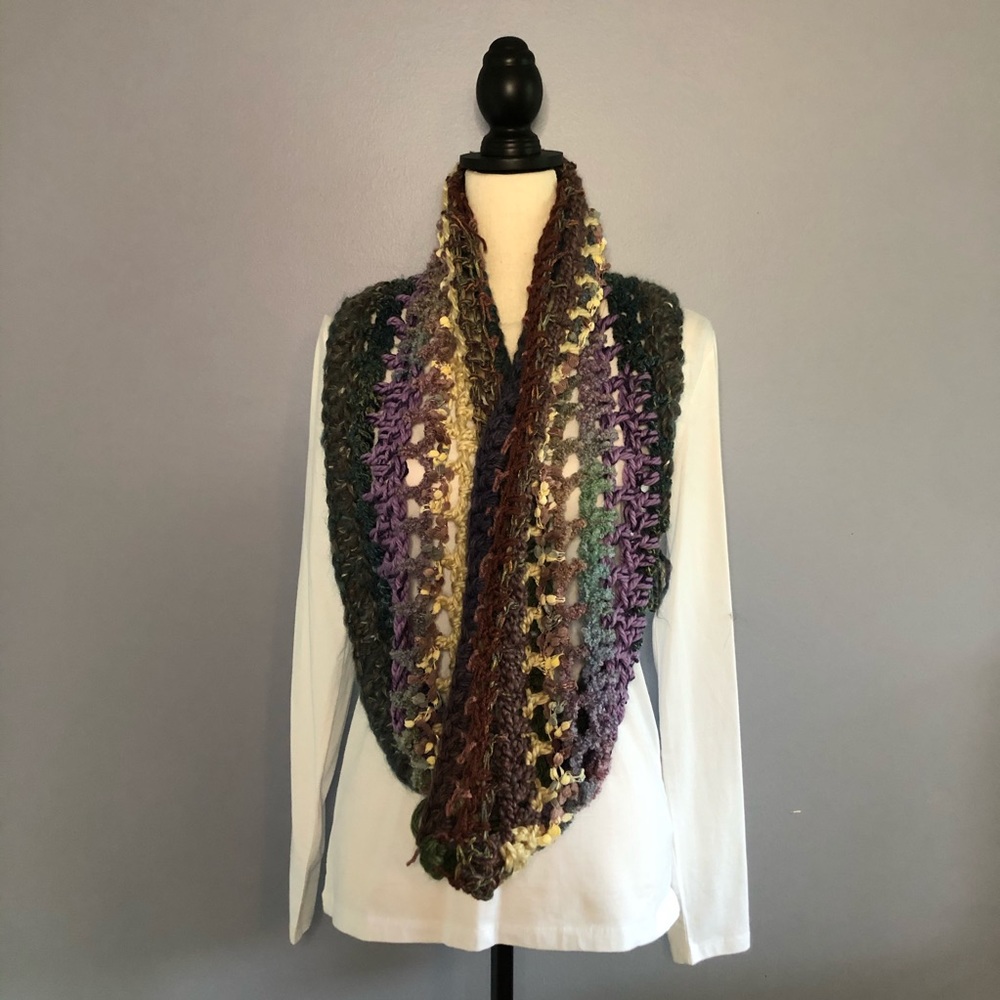 Handmade crochet scarf with varied color & texture